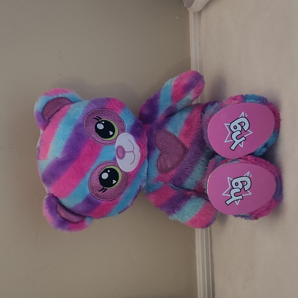 Build A Bear 18" Heartables Kiki Panda Safari Stripe Pink Purple Blue  BAB